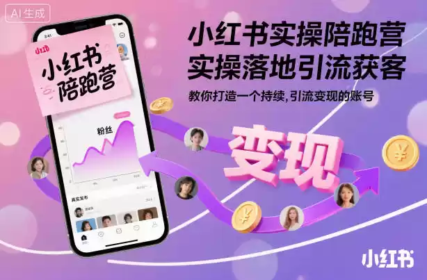 小红书实操陪跑营，实操落地引流获客，教你打造一个持续引流变现的账号,速发云资源网