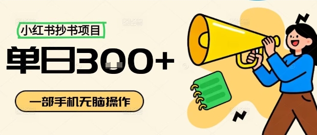 小红书抄书项目，无脑操作，一天3张,速发云资源网