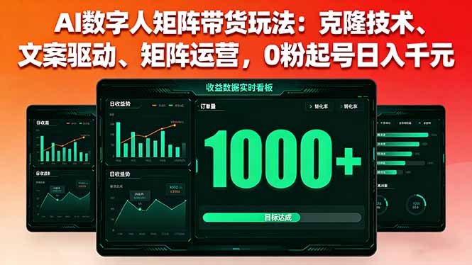 AI数字人矩阵带货玩法：克隆技术、文案驱动、矩阵运营，0粉起号日入千元,速发云资源网