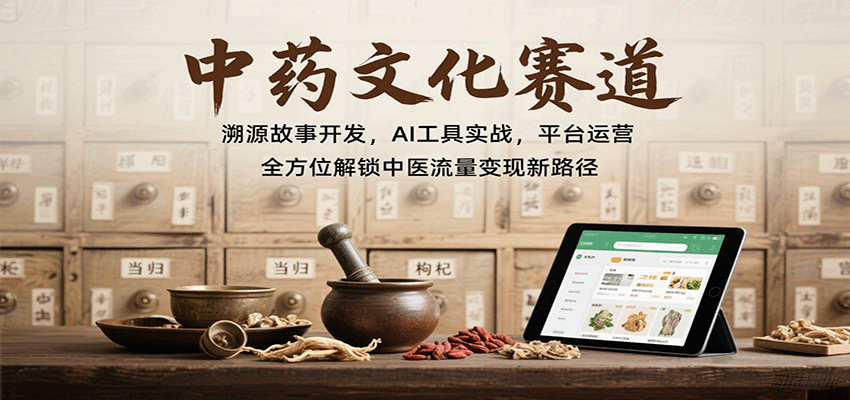 中药文化赛道：溯源故事开发，AI工具实战，平台运营，全方位解锁中医流量变现新路径,速发云资源网
