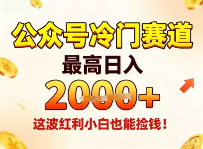 公众号冷门赛道，最高日入1k+，这波红利小白也能捡钱！,速发云资源网