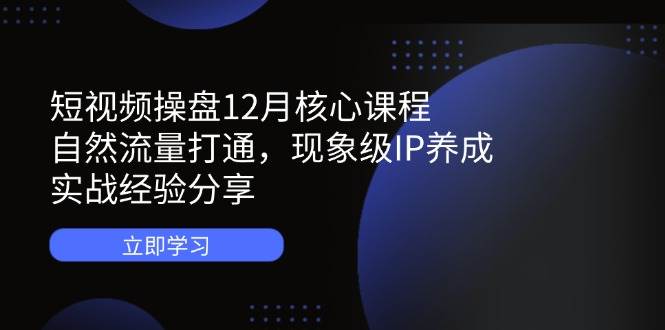 （14447期）短视频操盘12月核心课程：自然流量打通，现象级IP养成，实战经验分享,速发云资源网