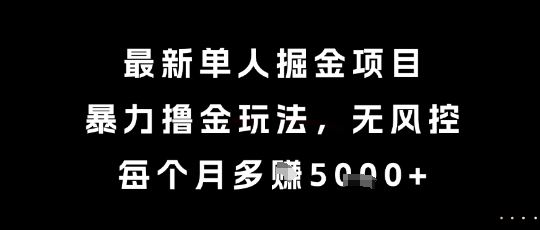 最新单人掘金项目，暴力撸金玩法，无风控，每个月多挣5k+【揭秘】,速发云资源网