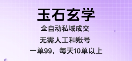 玉石玄学全自动私域成交，一单99每天十单以上，无需人工和矩阵账号，蓝海项目直接干【揭秘】,速发云资源网