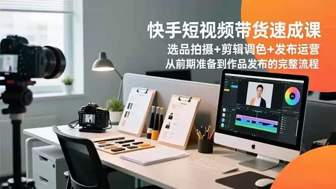 快手短视频带货速成课，选品拍摄+剪辑调色+发布运营，从前期准备到作品发布的完整流程,速发云资源网