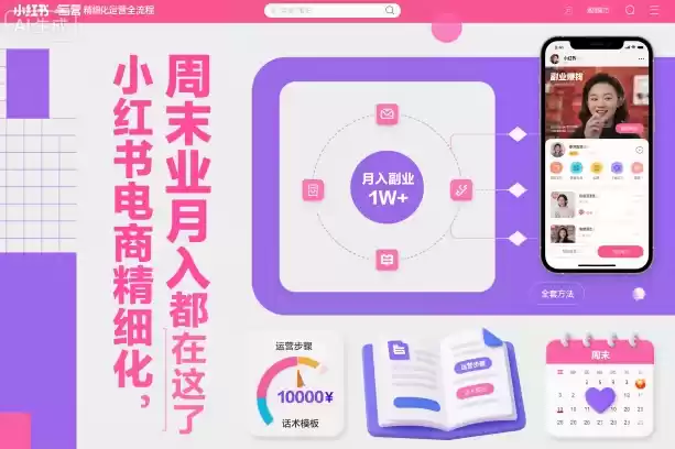 小红书电商精细化运营全流程，周末副业月入1W+，全套方法都在这了,速发云资源网