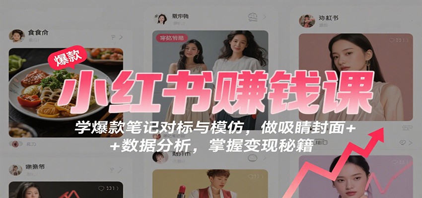 小红书赚钱课：学爆款笔记对标与模仿，做吸睛封面 + 数据分析，掌握变现秘籍,速发云资源网