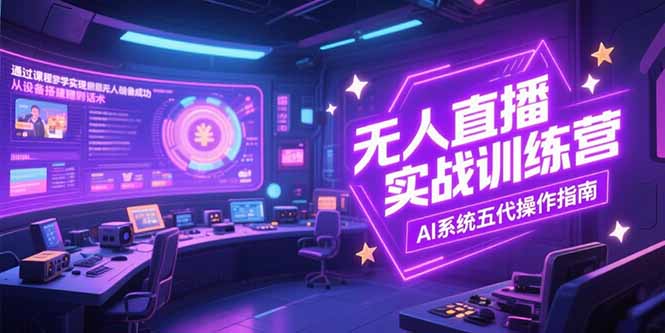 无人直播实操训练营，从设备搭建到话术，AI系统五代操作指南(7月更新,速发云资源网