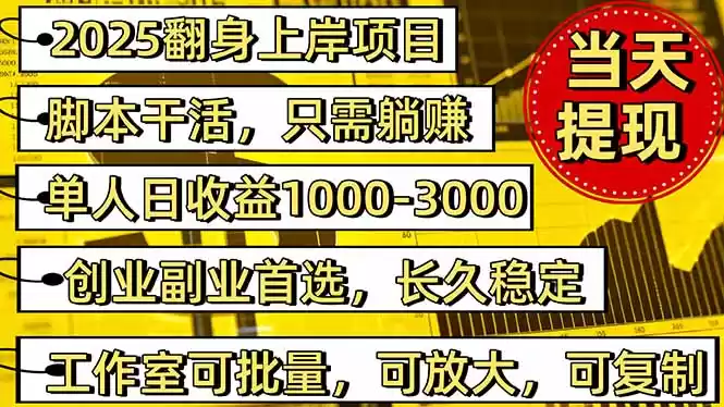 2025翻身上岸项目脚本干活，内部客户经理内部开号，单人日收益1000-300…,速发云资源网