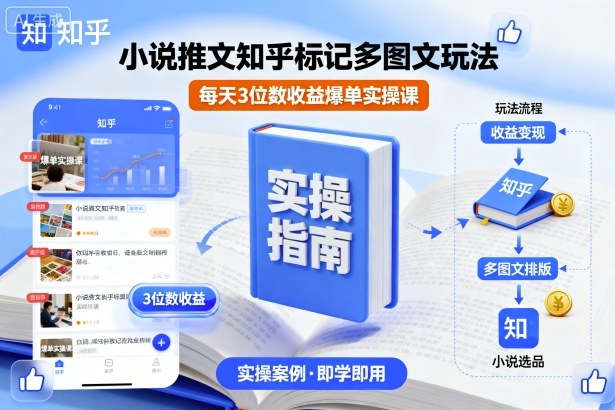 小说推文知乎标记多图文玩法，每天3位数收益爆单实操课,速发云资源网
