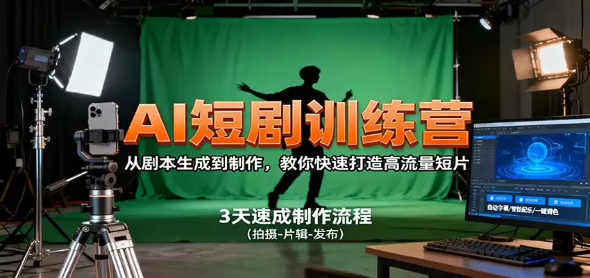 AI短剧训练营，从剧本生成到制作，教你快速打造高流量短片,速发云资源网