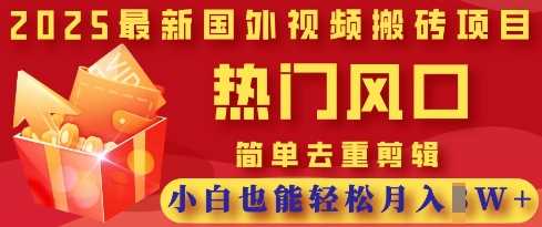 2025最新视频搬砖项目，热门风口，简单去重剪辑，小白也能轻松月入过W,速发云资源网