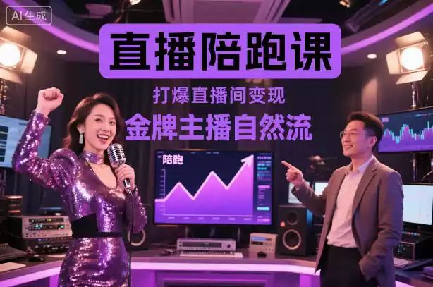 直播陪跑课，金牌主播自然流打爆直播间，复制高变现玩法,速发云资源网