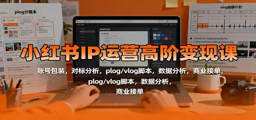 小红书IP运营高阶变现课：账号包装，对标分析，plog/vlog脚本，数据分析，商业接单,速发云资源网
