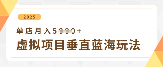 虚拟项目垂直玩法，实现单店月入5k+,速发云资源网