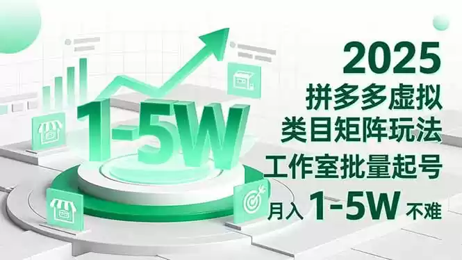 2025 拼多多虚拟类目矩阵玩法，工作室批量起号，月入 1-5W 不难,速发云资源网