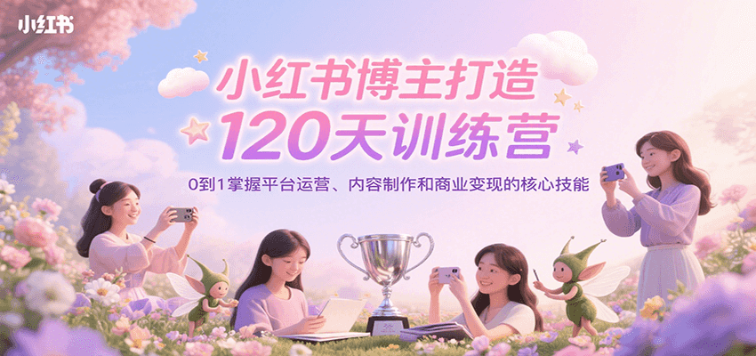 小红书博主打造120天训练营，0到1掌握平台运营、内容制作和商业变现,速发云资源网