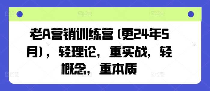 老A营销训练营(更25年1月)，轻理论，重实战，轻概念，重本质,速发云资源网