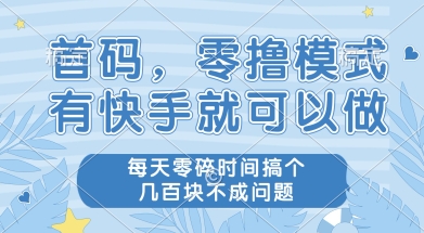 首码零撸项目，有快手就可以做，每天业务时间搞个几张不是问题【揭秘】,速发云资源网