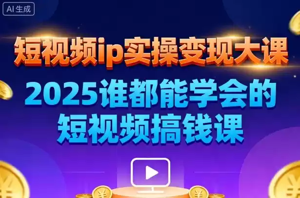 短视频ip实操变现大课，7月26-27日广州站线下课，2025谁都能学会的短视频搞钱课,速发云资源网