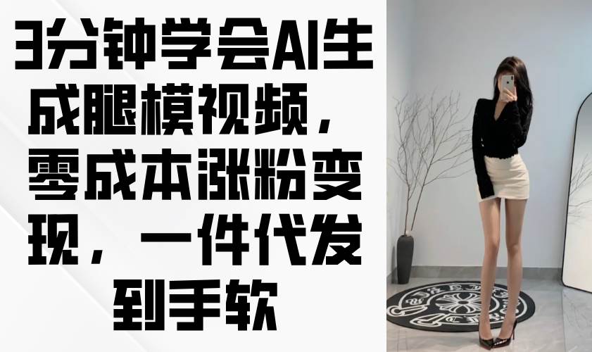 （14537期）3分钟学会AI生成腿模视频，零成本涨粉变现，一件代发到手软,速发云资源网