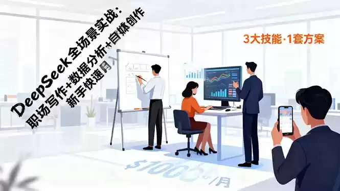 DeepSeek全场景实战：职场写作+数据分析+自媒体创作，新手快速月入过万,速发云资源网