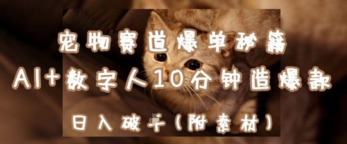 宠物赛道爆单秘籍：AI+数字人10分钟造爆款，日入1k,速发云资源网