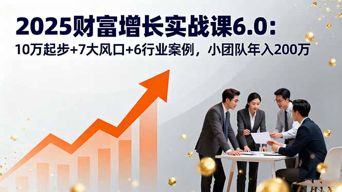 2025财富增长实战课6.0：10万起步+7大风口+6行业案例，小团队年入200万,速发云资源网