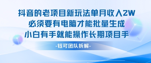 老项目新玩法单月收入2W小白有手就能操作长期项目,速发云资源网