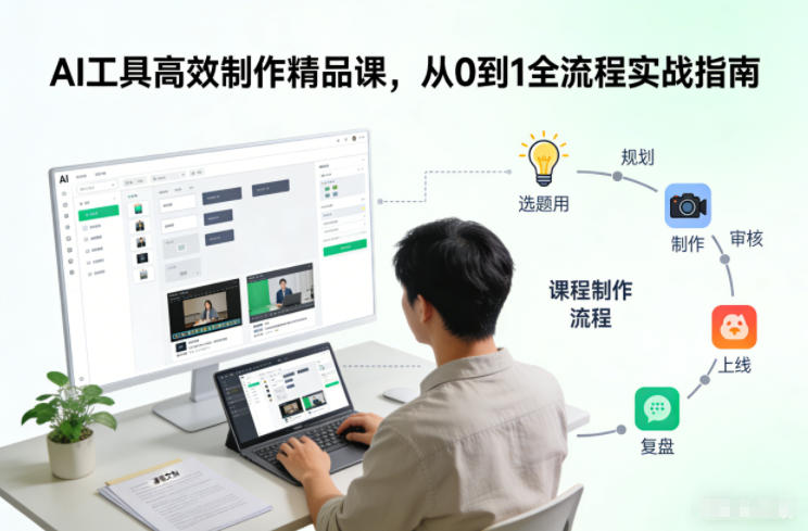 AI工具高效制作精品课，从0到1全流程实战指南,速发云资源网
