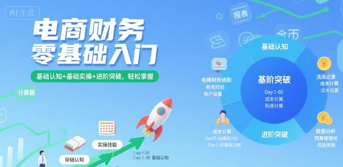 电商财务零基础入门，基础认知+基础实操+进阶突破，轻松掌握,速发云资源网
