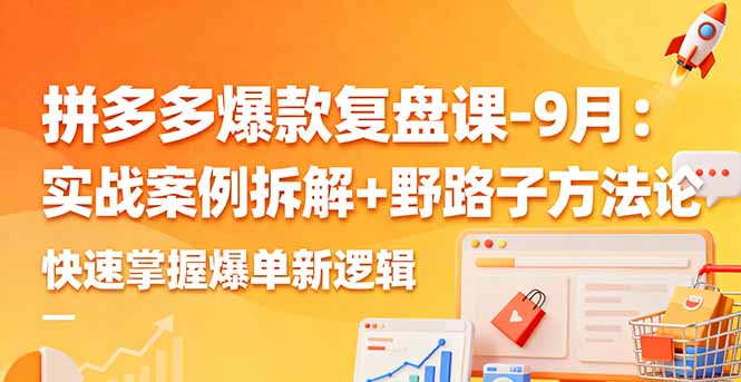 拼多多爆款复盘课-9月：实战案例拆解+野路子方法论，快速掌握爆单新逻辑,速发云资源网