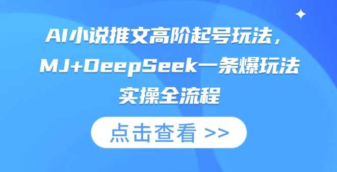 AI小说推文高阶起号玩法，MJ+DeepSeek一条爆玩法实操全流程,速发云资源网