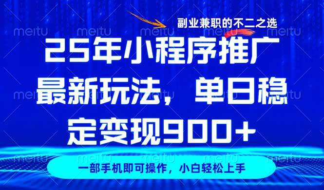 （14550期）25年小程序推广最新玩法，稳定日入900+，副业兼职的不二之选,速发云资源网