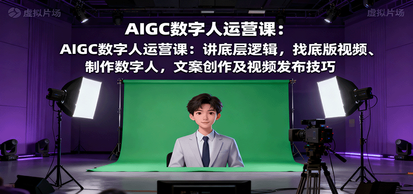AIGC数字人运营课：讲底层逻辑，找底版视频、制作数字人，文案创作及视频发布技巧,速发云资源网