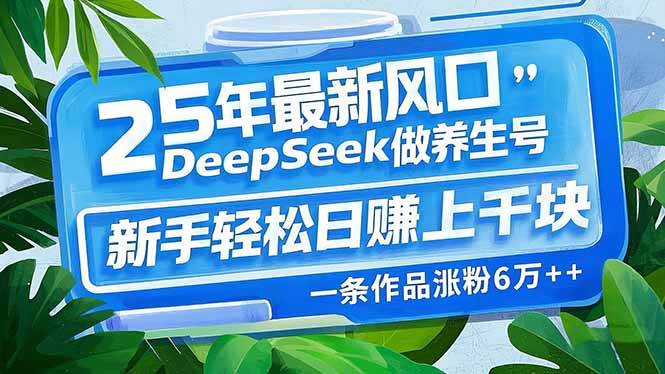 （14341期）25年最新风口，用DeepSeek做养生号，新手轻松日赚上千块，一条作品涨粉…,速发云资源网