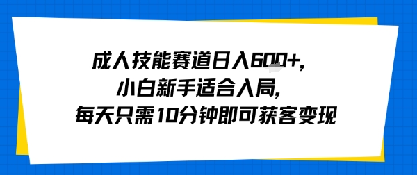 成人技能赛道日入多张，小白新手适合入局，每天只需10分钟即可获客变现,速发云资源网