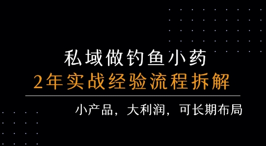 私域做钓鱼小药 每单利润3张+ 详细流程拆解,速发云资源网
