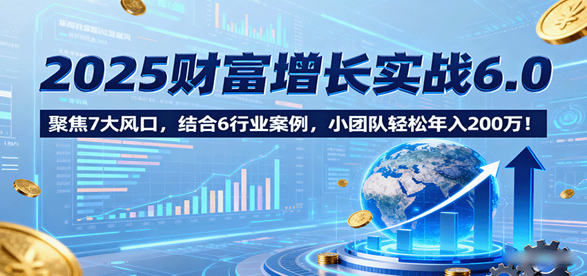 2025财富增长实战6.0，聚焦7大风口，结合6行业案例，小团队轻松年入200万！,速发云资源网