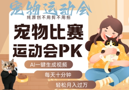 AI一键生成宠物比赛运动会PK视频，纯原创不用剪不用拍，每天十分钟，轻松月入过1W+,速发云资源网