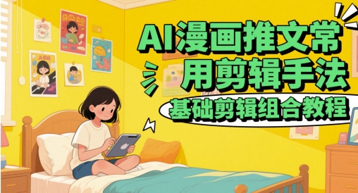 AI漫画推文常用剪辑手法，基础剪辑组合教程,速发云资源网