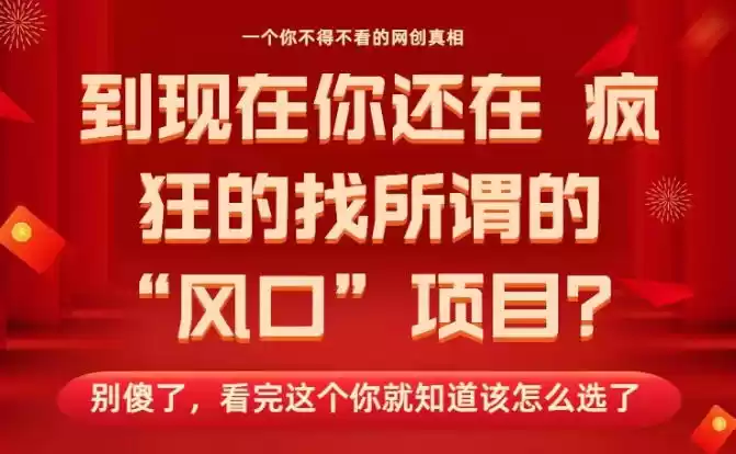 马上26年了，你还在找所谓的风口项目？别傻了，看完这个你全都懂了！【揭秘】,速发云资源网