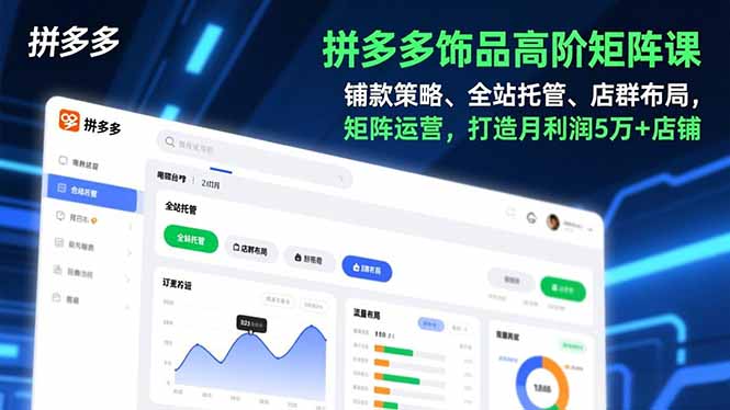 拼多多饰品高阶矩阵课，铺款策略、全站托管、店群布局，矩阵运营，打造月利润5万+店铺,速发云资源网