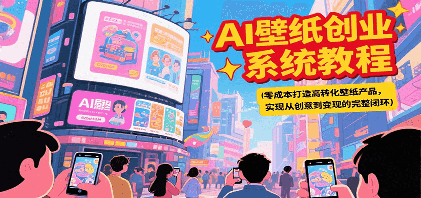 AI壁纸创业系统教程，零成本打造高转化壁纸产品，实现从创意到变现的完整闭环,速发云资源网