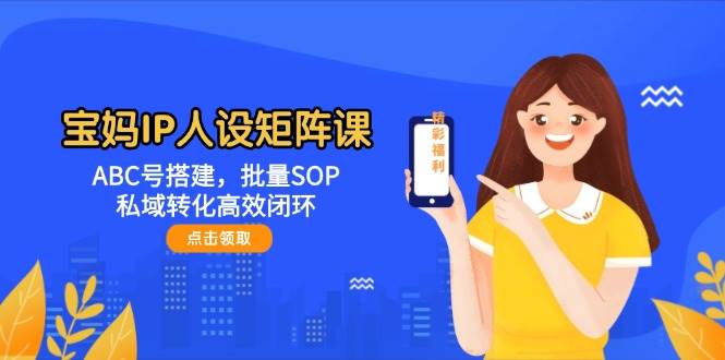 宝妈IP人设矩阵课：ABC号搭建，批量SOP，私域转化高效闭环,速发云资源网
