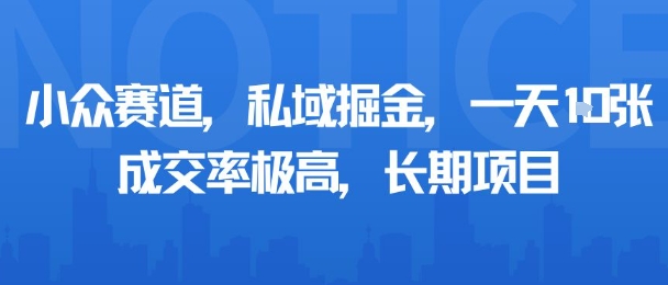 小众赛道，私域掘金，一天多张，成交率极高，长期项目,速发云资源网