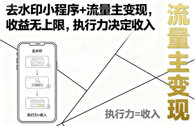 去水印小程序+流量主变现，收益无上限，执行力决定收入,速发云资源网