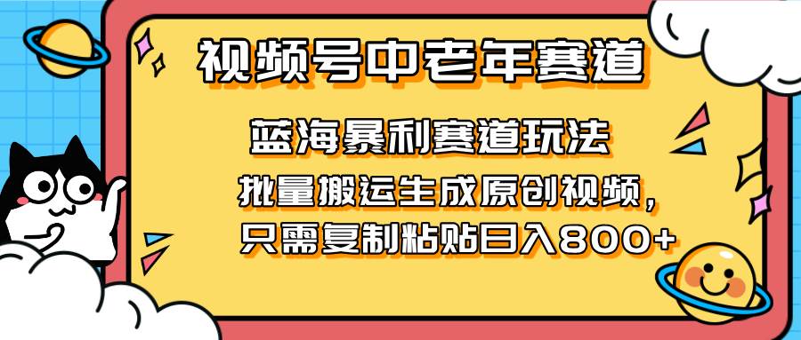 （14314期）2025视频号中老年短视频蓝海暴利风口！复制粘贴搬运视频单日赚800+，无…,速发云资源网