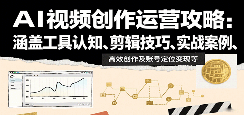 AI视频创作运营攻略：涵盖工具认知、剪辑技巧、实战案例、高效创作及账号定位变现等,速发云资源网