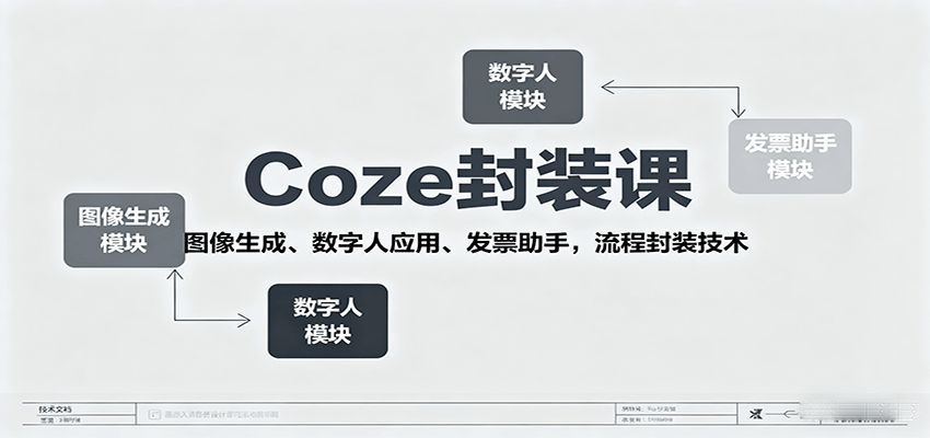 Coze封装课，图像生成、数字人应用、发票助手，流程封装技术,速发云资源网